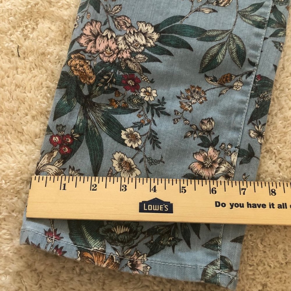 Code Bleu Size 12 Petite Blue Tropical Print Classic Capri - Picture 2 of 12